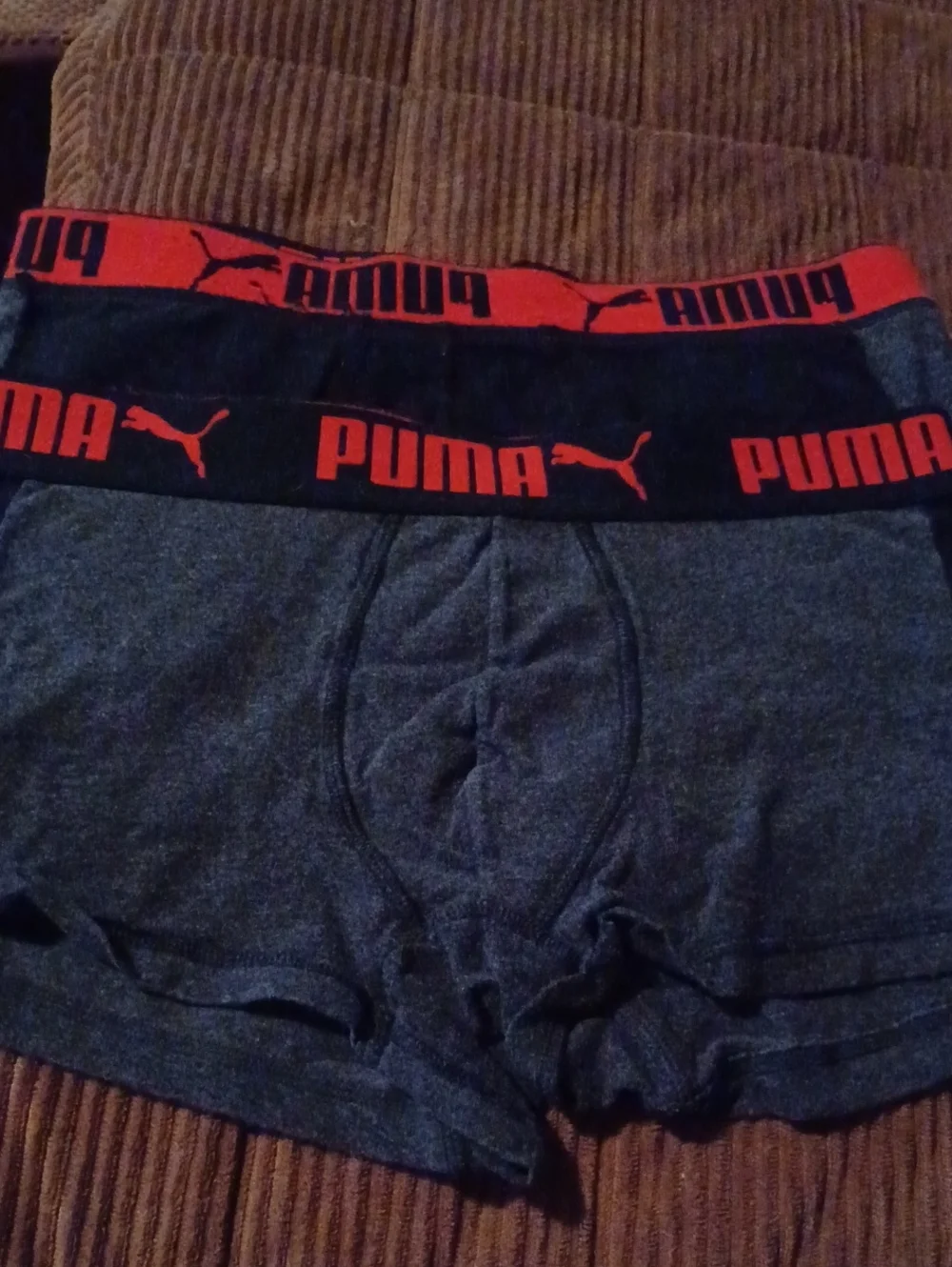 Puma Men's Charcoal Boxer Briefs with Red Logo Waistband - 2